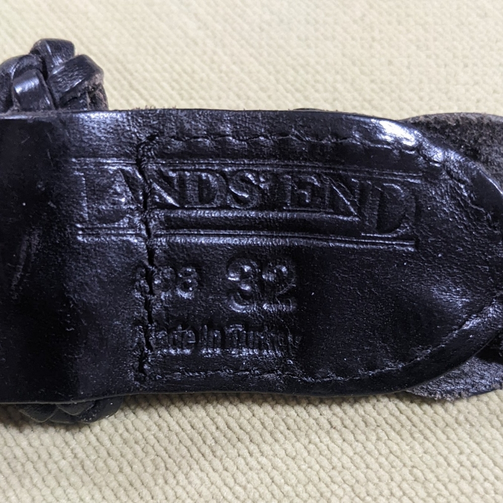 Black Woven Leather Sz 32 1" Braided Belt 2" Leather Buckle Western 38" Long - Picture 7 of 8